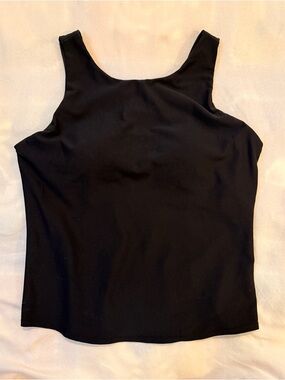 XXL Ribbed Black Sleeveless Tank Top w/ Built in Bra